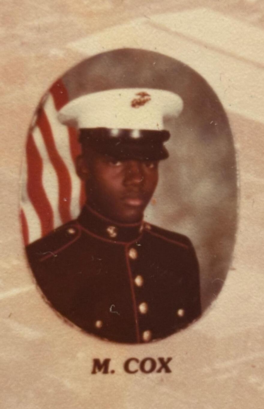 Marvin Cox served in the United States Marine Corps from 1981 to 1985. His last duty station was Camp Lejeune. He has since been diagnosed with cancer.
