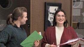 Kelly Newell and Sarah Ault rehearsing "Merry, Queer and Bright"