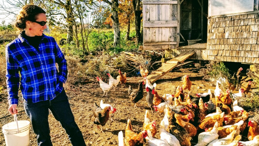 Heather Retberg at her farm in Penobscot, Maine. She had helped lead the campaign for Question 3, which could make Maine the first state with a "right to food" amendment in its constitution.