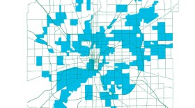 This map shows food deserts in Marion County.