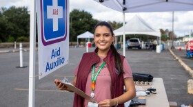 Daniela Bello, Jefferson Parish's first cross cultural coordinator, helps run a free flu shots clinic at the Alario Center on Oct. 24. Throughout the pandemic, Bello has helped coordinate Covid-19 testing at the center.