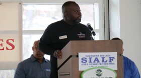 Troy Thomas during the Southern Indiana Labor Federation forum March 28.