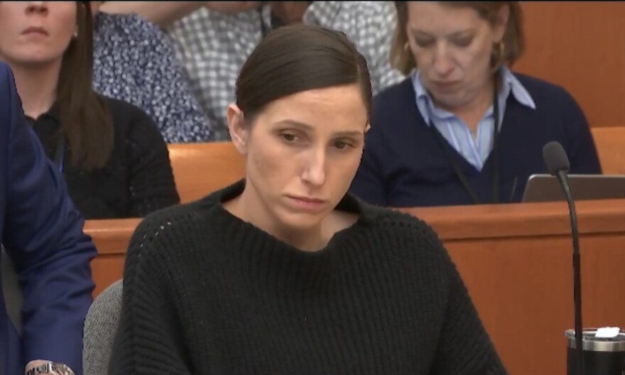 Kouri Richins listens to the full 911 call she placed to report her husband's death while standing trial for his alleged murder on Monday, March 9, 2026.