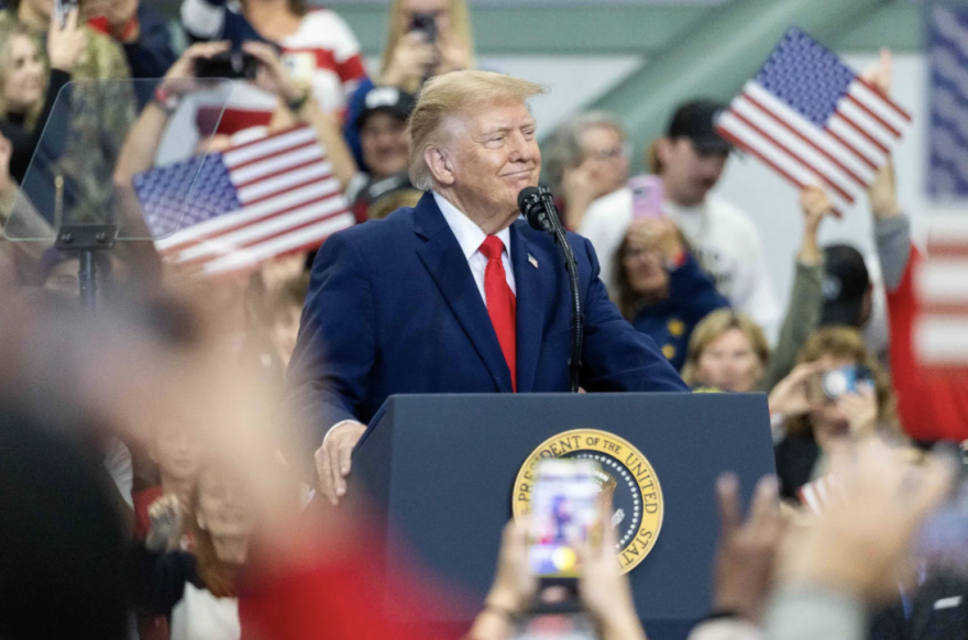 President Donald Trump speaks at a rally in Wasilla on Tuesday, Oct. 13, 2026.
