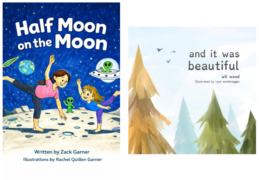 The book covers for 'And It Was Beautiful' and 'Half Moon on The Moon.'
