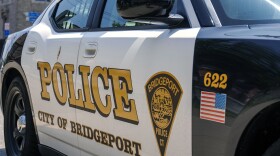 Patrol car parked outside of the Bridgeport police department headquarters on July 26, 2023 Bridgeport, Connecticut.