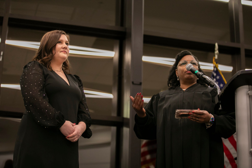 Alyshia Dyer is sworn in as Washtenaw County Sheriff.