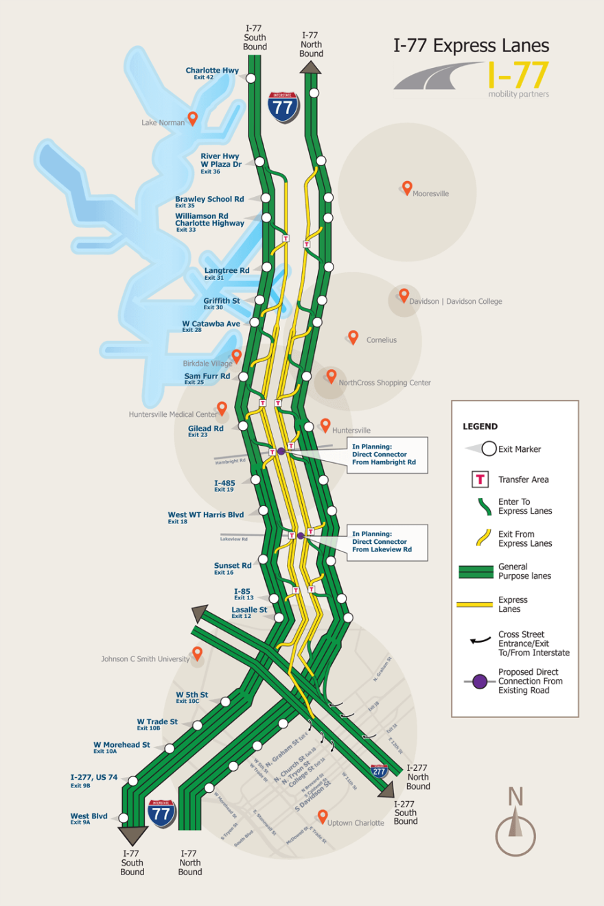 I-77 toll lane project map