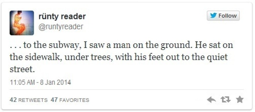 A tweet from Teju Cole's short story 'Hafiz'