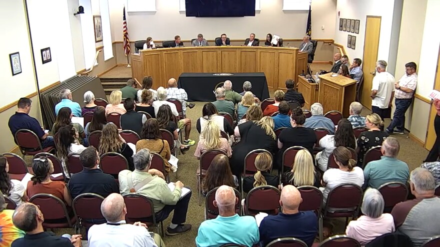 A room full of people attend a public hearing at the Wasatch Education Center Thursday.