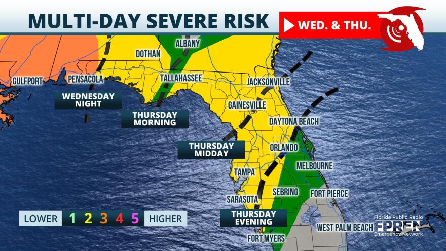 Thunderstorm risk Wednesday through Thursday