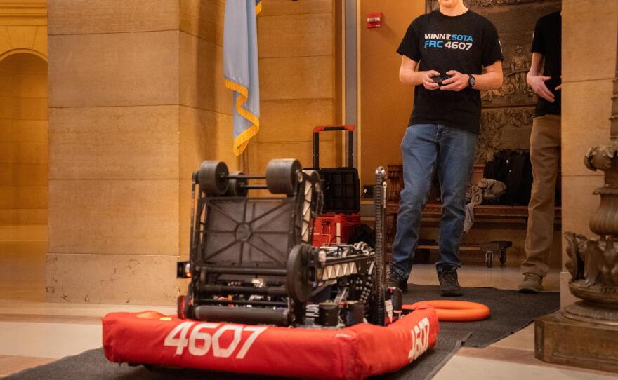 Students from Becker participated by demonstrating their robotics skills. They did this by launching rubber rings into the air. March 31, 2026.