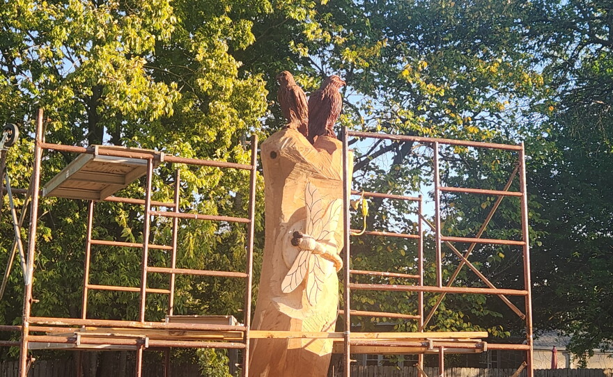 A sculpture by Louis Medlock that's taking shape at Phelps Grove Park in Springfield, Mo. (Photo taken October 9, 2026)