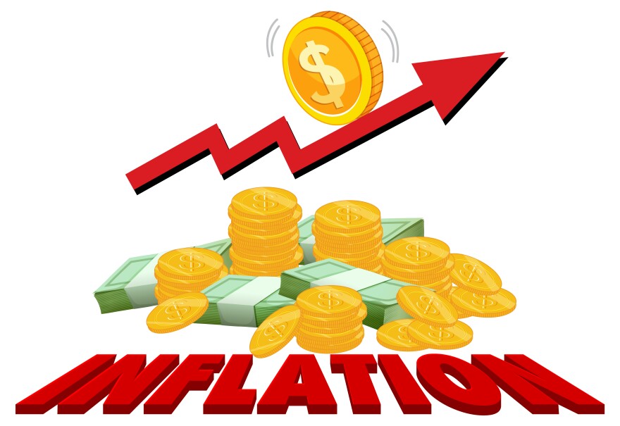Inflation with red arrow going up illustration