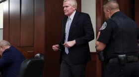 Alex Murdaugh, dressed in street clothing, enters the courtroom for a hearing Friday, Aug. 14, 2026, at the Marc H. Westbrook Judicial Center in Lexington, S.C. (Tracy Glantz/Pool Photo via AP)