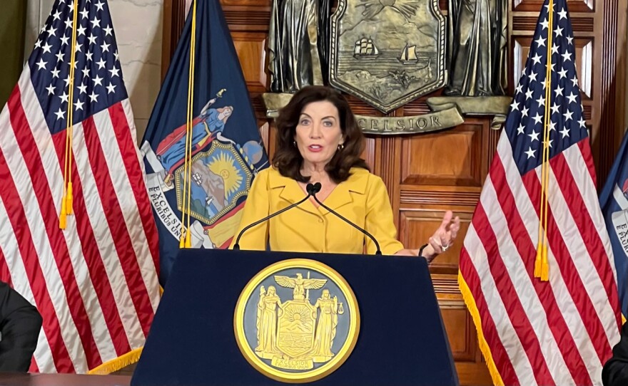 NYS Gov Kathy Hochul speaks to the media on June 10, 2022