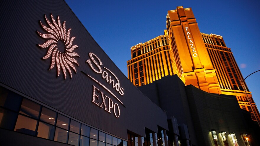 A file photo shows the Sands Expo and Convention Center and The Palazzo in Las Vegas.