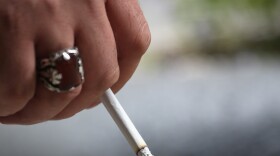 A smoker in New York City in April.