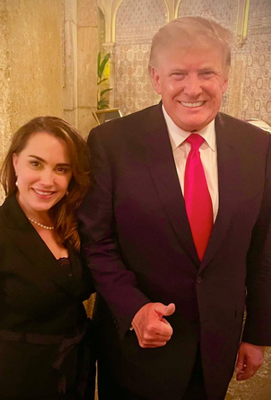 Deborah Adeimy, running for Congress against Rep. Lois Frankel, in an undated photo with President Donald Trump.