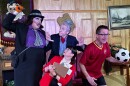 Sleuths Mystery Dinner Show actors perform in about a dozen different murder-mystery/comedy shows, including this one called "Squire's Inn." Clockwise from left: JW Moore, JD Sutton, Dean Kelley, and Kim David.