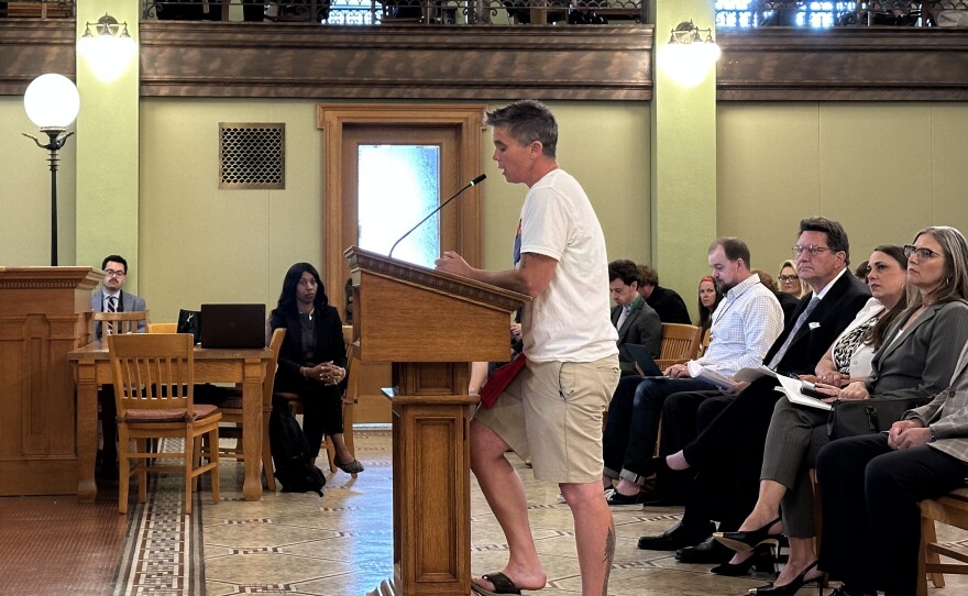 Adams County resident and anti-data center organizer Nikki Gerber testifies in June 2026.