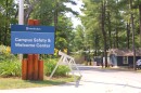 A sign for the public safety center at the entrance of Interlochen Center for the Arts. (Photo : Austin Rowlader / IPR News)