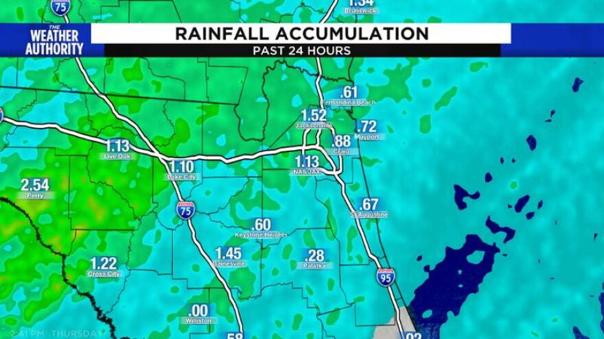 Rain totals reached 1.52 inches in Jacksonville.