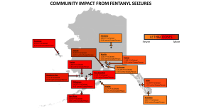 A map of fentanyl seized as part of a press release from the US District Attorney's office on January 25, 2024. In the press release, the office stated that from February 2022 to July 2023, law enforcement intercepted roughly 36 kilograms of fentanyl in connection to the drug ring.