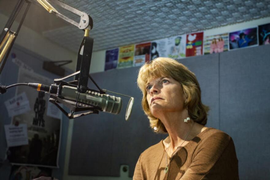 Sen. Lisa Murkowski, R-Alaska, answers questions in a studio at KTOO on August 13, 2019, in Juneau, Alaska. (Photo by Rashah McChesney/KTOO)
