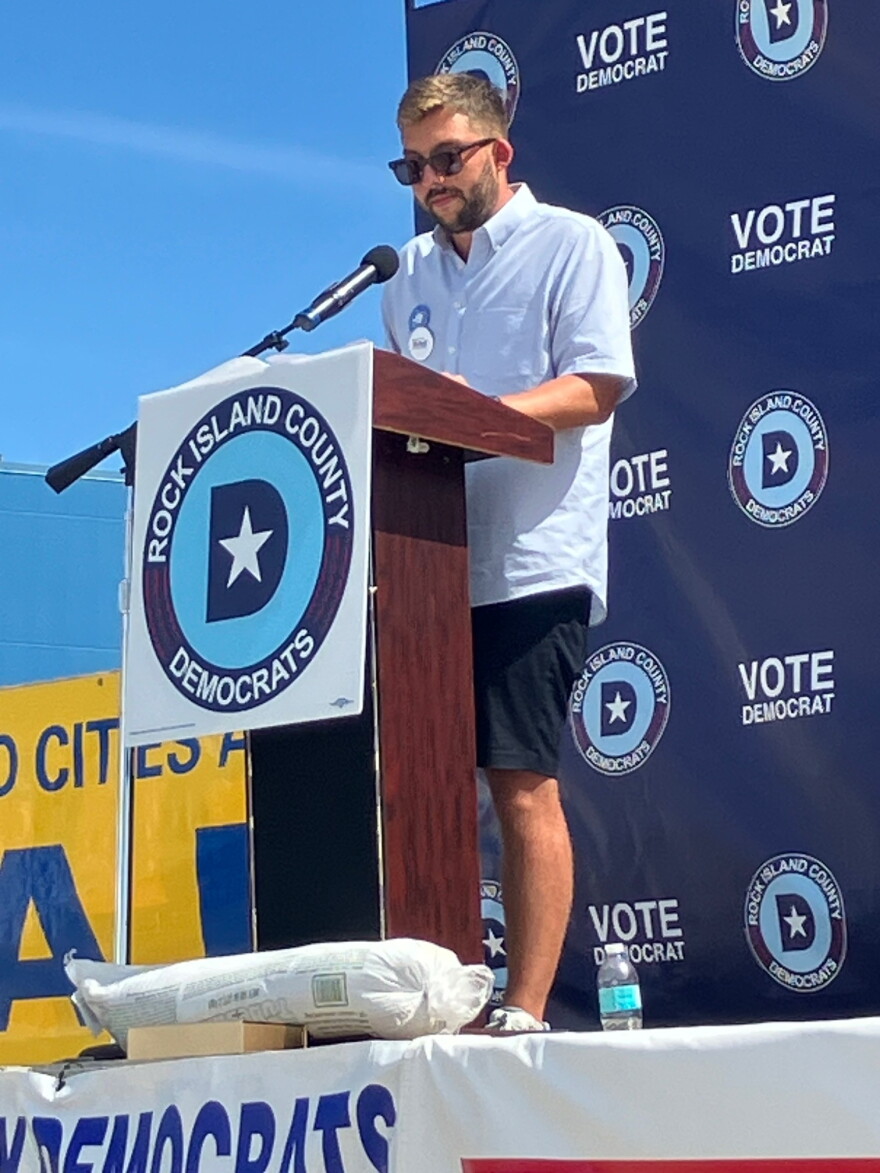 Jack McNeil spoke at the Salute to Labor picnic in East Moline, Sept. 7, 2026.