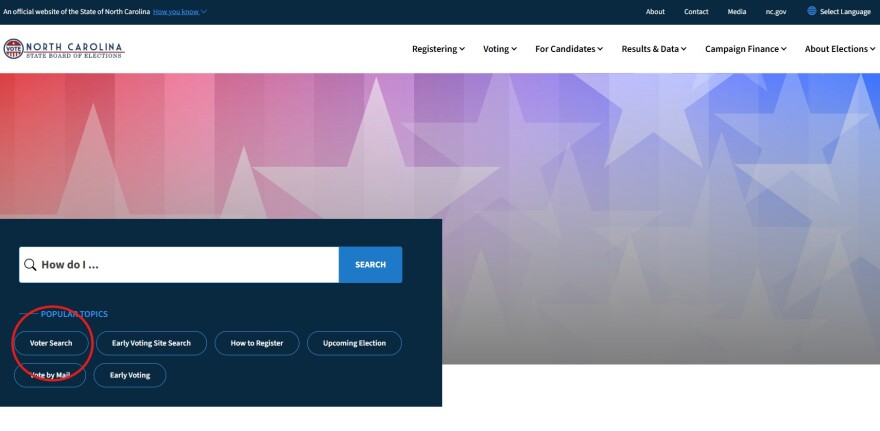 A screenshot of the home page of the North Carolina State Board of Elections
