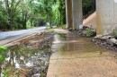 This sidewalk on Andrill Terrace continues to flood after the NC Department of Transportation plugged two stormwater pipes on NC 16.