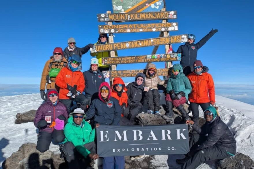 Cara Blair and Abby Berg were two of 15 kidney donors that went on the hike.