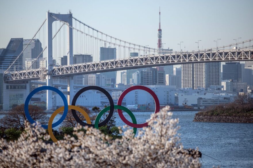 The Tokyo 2020 Olympic Rings are displayed in Tokyo, Japan.