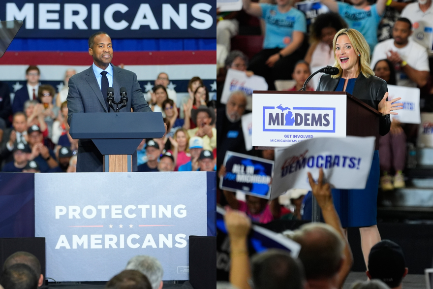 U.S. Rep. John James, left, the Republican nominee for governor, and Secretary of State Jocelyn Benson, right, the Democratic nominee for governor, will face off in the Nov. 3 general election.