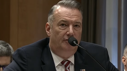 Todd Lyons, the acting director of ICE, is seen during a Senate hearing on Feb. 12.
