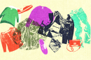 Collage of multicolored clothing items.