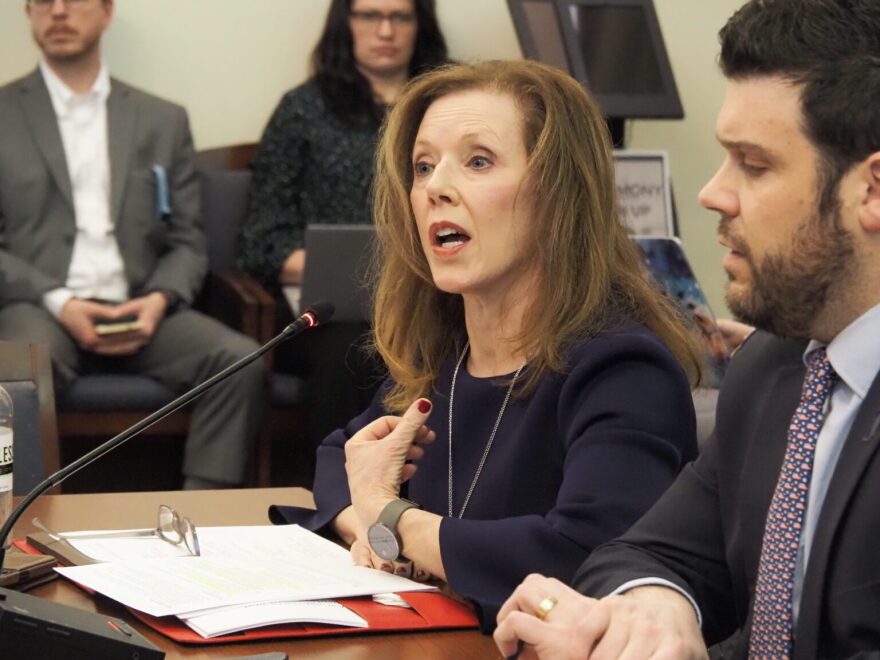 Secretary of Management and Budget Lisa Hershman before the Senate Appropriations Committee on March 13, 2025.