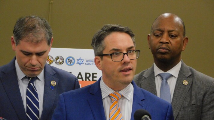 Del. Kris Fair speaks at a “We Are Maryland" MD Legislative Caucuses joint press conference on Tuesday in the Lowe House Building in Annapolis, Md.