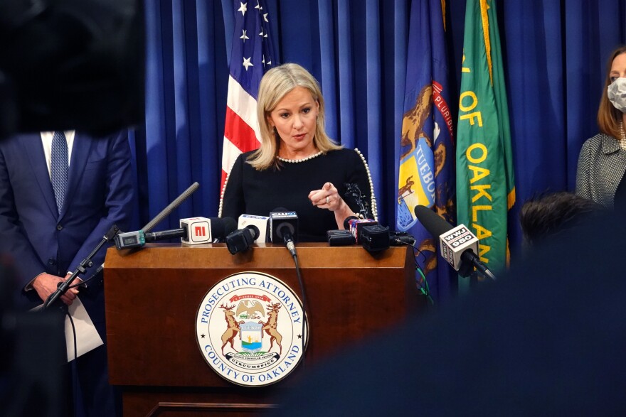 Oakland County prosecutor Karen McDonald, pictured during a press conference last week.