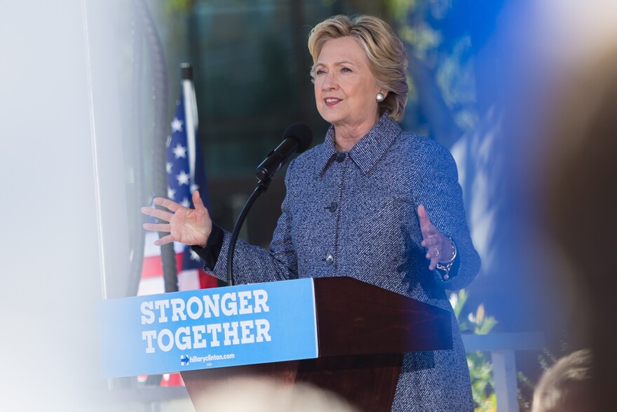 Democratic nominee Hillary Clinton, here speaking at an Iowa rally, has said she would push forward Obama Administration clean water rules.