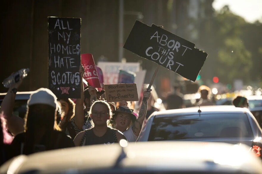 Abortion rights supporters marched in protest of a Supreme Court ruling that overturned Roe vs. Wade, in Sacramento on June 25, 2022.