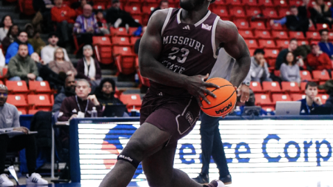 Michael "Big Mike" Osei-Bonsu goes for layup during game last season