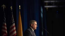 Leonard Leo speaks at the National Catholic Prayer Breakfast in Washington DC on April 23, 2019. Leo is an Executive Vice President with the Federalist Society and a confidant of President Trump. He is a maestro of a network of interlocking nonprofits working on media campaigns and other initiatives to pressure lawmakers and generate public support for conservative judges. (Photo by Michael Robinson Chavez/The Washington Post via Getty Images)