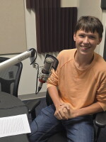 William Wujek at the mic in NPR Illinois Studio F