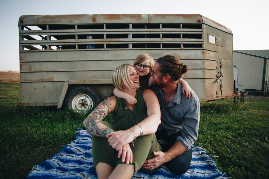 Happy caucasian family in a rural setting