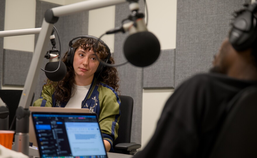 Lindsay Lee Wallace at Connecticut Public’s studio at CT State Community College Gateway in New Haven on September 23, 2026.