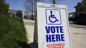 A voting location sign is displayed outside Christ Lutheran Church in Allentown, Lehigh County, Pennsylvania.