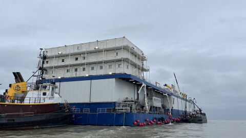 The Hannah, Northline Seafoods' floating processor, anchors by Clarks Point in the Nushagak District.