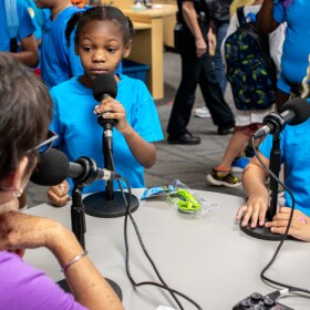 Students in Kentwood Public School’s Arch program step up to the mic to share their dreams